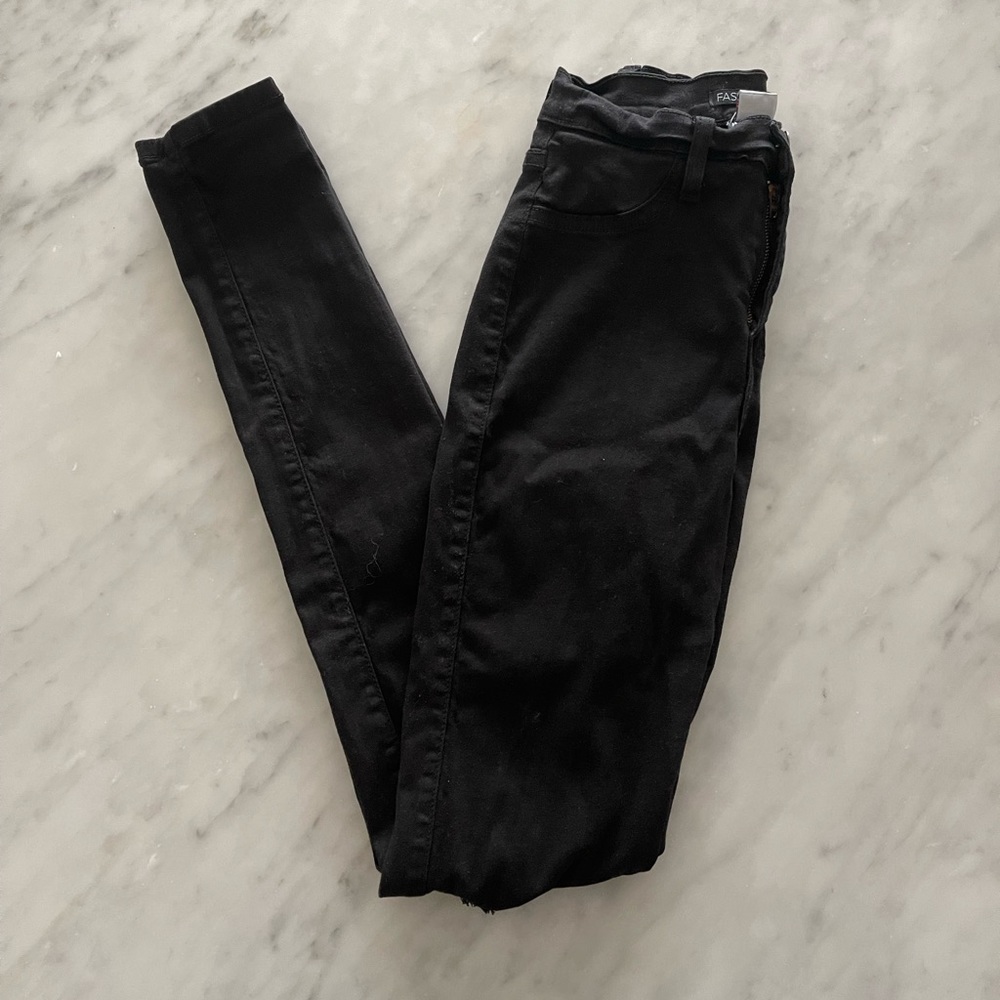 FashionNova Black High Rise Ripped Jeans